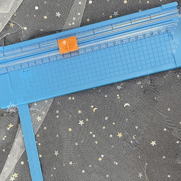 Papirkutter Liten Mini Folding Klar Skala Burrs Gratis Karbonstål Kutte Scrapbook Papir Trimmer Blå