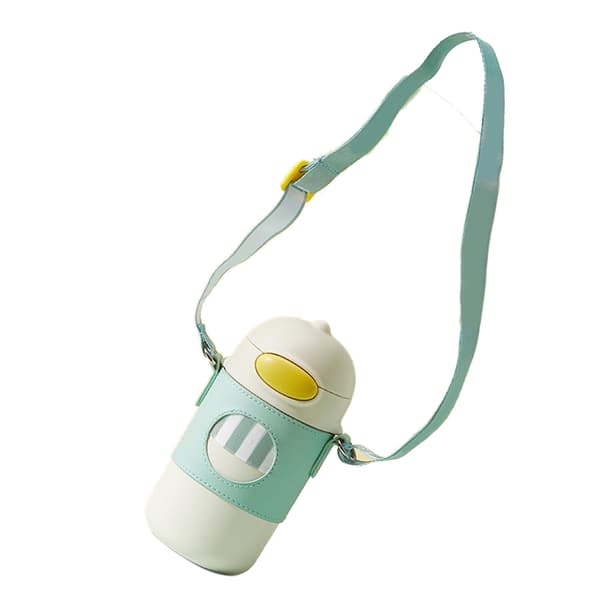 320ML Termokopp med silikonsugerør Barn Varmekonserveringskopp 316 Rustfritt Stål Inner Hvit 320ML
