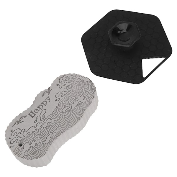 2 stk multifunksjonell kroppsskrubb polygon 3D rask rebound dusjbørste svart grå