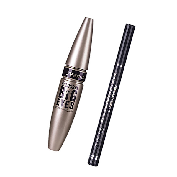 Ripsiväri ja Eyeliner Set Hienkestävä Pitkäkestoinen Vedenpitävä 10 ml Ripsiväri ja Eyeliner Pen silmämeikkiä varten