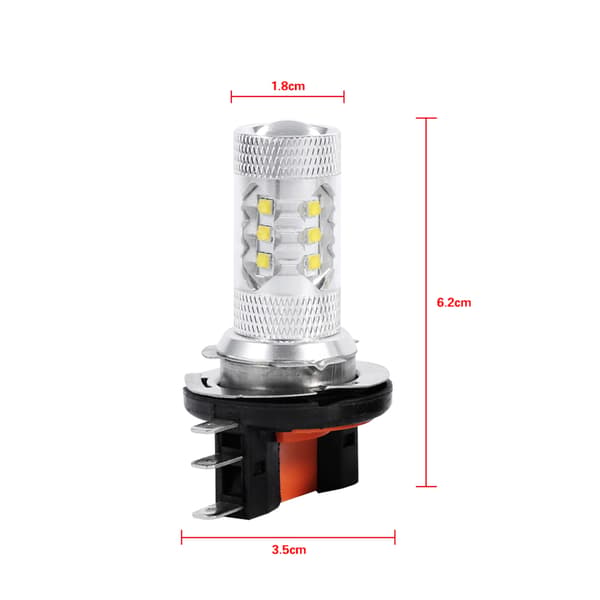 2 stk/1 par hvite 80W H15 LED-pærer billys lampe frontlykter