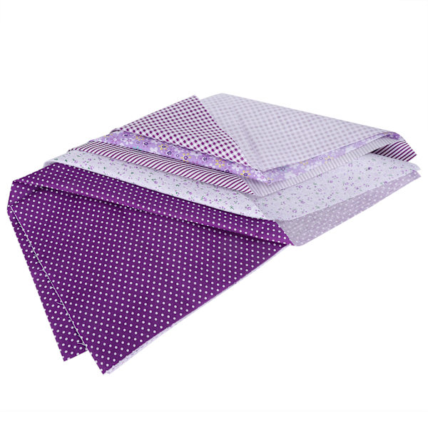 2 sett bomullsstoff vanlig vev trykk stoff DIY sying quilting patchwork 5 farger 50x50cm (lilla)