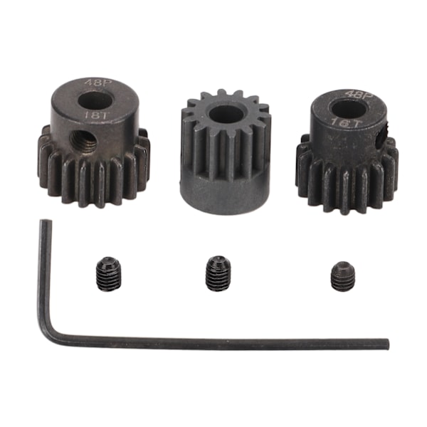 3 Stk RC Motor Pinion Gear 48P 14T 16T 18T Rustfast Pulver Metallurgi 48P Pinion Gear Sæt til 1/10 RC 3.175mm Motor