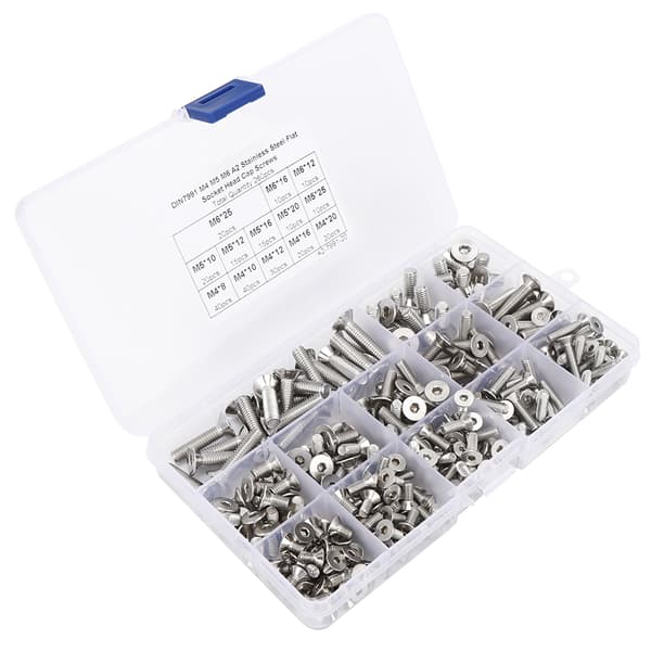 260 stk. Flat Skruesett M4/M5/M6 Hex Socket Rustfritt Stål 304 for Elektronikkindustri