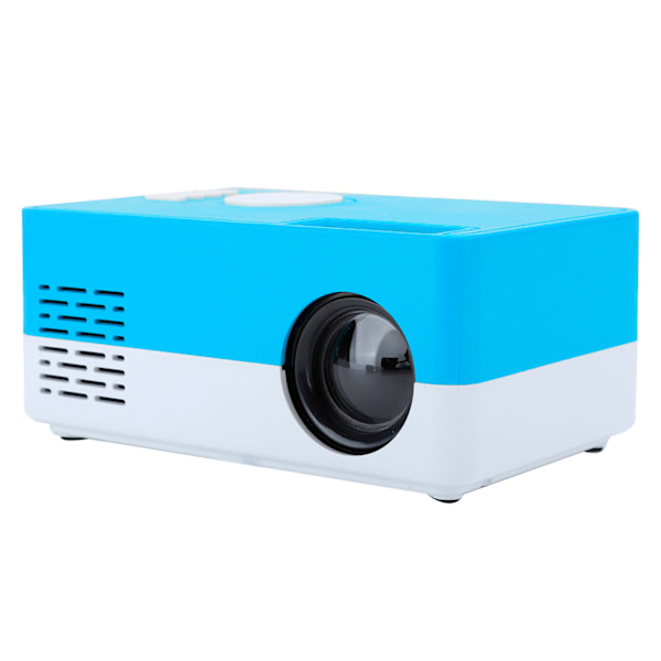 Mini bærbar projektor LED hjemmekino videomediespiller projektor med stativ 100‑240V hvit blå EU-plugg