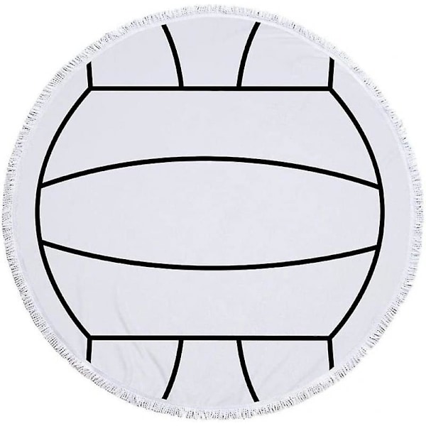 Strandhåndklæde 150 X 150cm Tykt Rundt Strandhåndklæde Oversized Tæppe, Mikrofiberstof Med Bomulds Frynser Hvide Kugler Sports Nyhedstryk Tykt