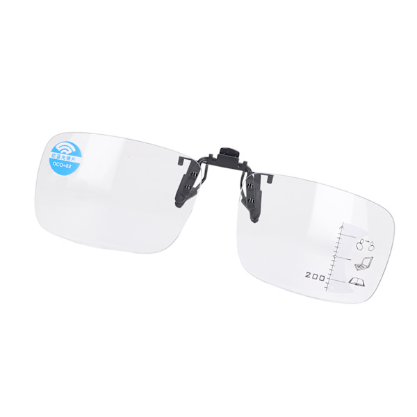 Multifokus-lesebriller Blå belysning Blokkering Clear Eyesight Clip On Briller for eldre +200
