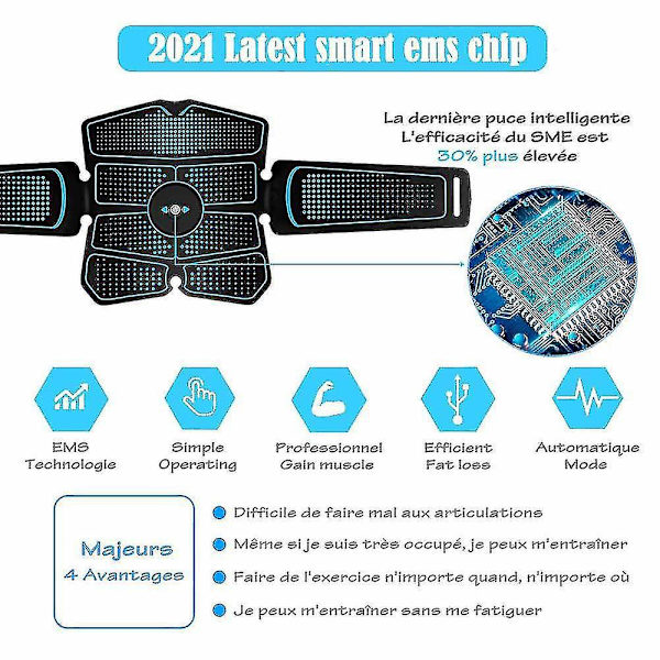 Ammattimainen vatsalihasvalmentaja miehille ja naisille - EMS-lihasten stimulaattori elektronisilla vyöillä