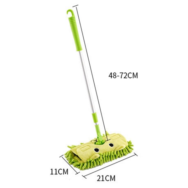 Børns moppelegetøj til rengøring, tegneserieformet fjernelse af snavs, husholdningsrengøring, legemopper til hjemmet, grøn