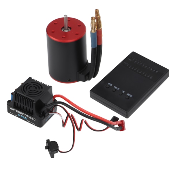 3650 3100KV Borstlös Motor 60A ESC Set Vattentät Borstlös Motor med ESC Programmeringskort för 1/10 1/8 RC Bil