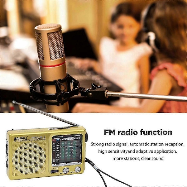 Fullbandsradio Bärbar Vintage Radio Bekväm Multifunktionell Väder Mini Utility Radio