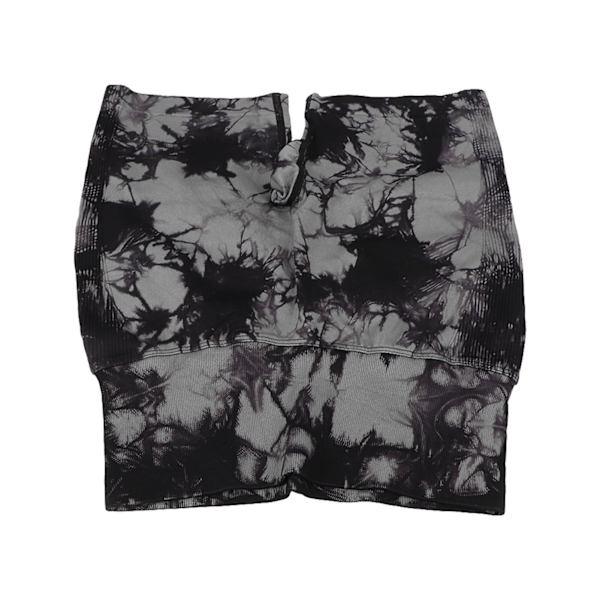 Yogashorts med høj talje til kvinder Tie Dye Elastisk åndbar numseløft Fitness Atletisk træningsshorts Sort M