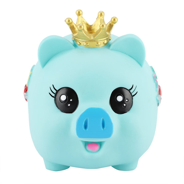 1st Mjuk tecknad Piggy Pengar Sparlåda Myntsparbank Barnpresent (Blå)
