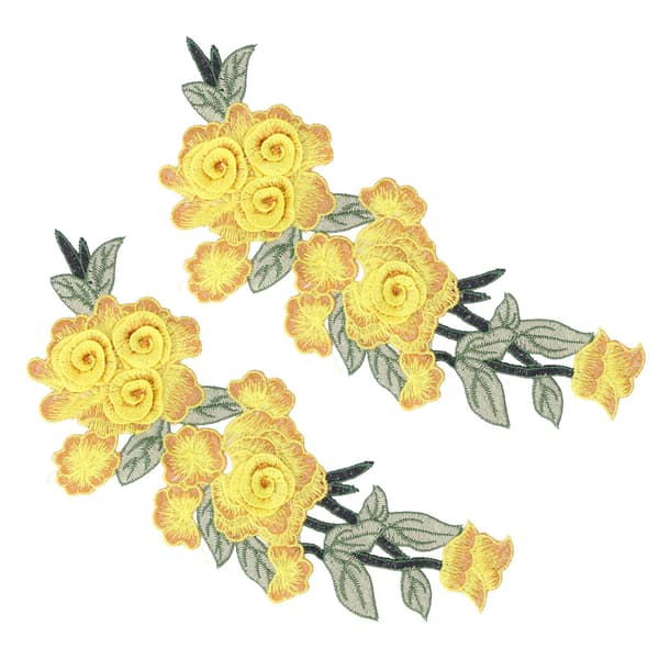 Broderte lapper Blomst Bomull Miljøvern Unike DIY-klestilbehør for vester Hatter Gul