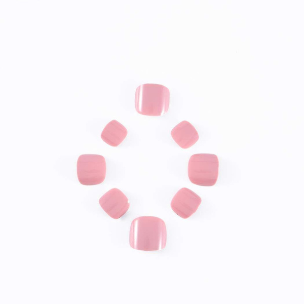 Pink Akryl Falske Tånegle - Korte Firkantede Tryk På Tånegle til Kvinder (24 Stk)