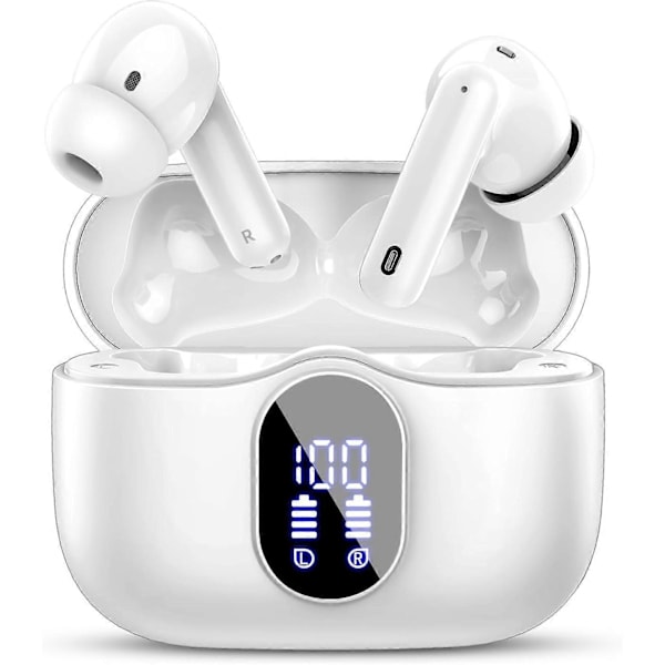 In-ear Bluetooth 5.3 -kuulokkeet 4 ENC-melua vaimentavalla mikrofonilla (valkoinen)