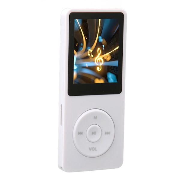 MP3 MP4-spelare 1,8 tums skärm 8 GB minne 64 GB expanderbar 30 timmars uppspelning Multi sportmusikspelare Vit