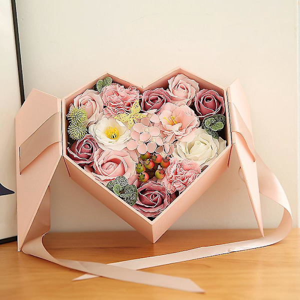 Evig Rose Konserverede Blomster - Hjerteformet Æske med Varig Roser til Mors Dag og Valentinsdag, Prime Levering