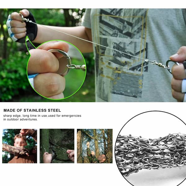 Bærbar overlevelsessav i rustfrit stål 360° til camping, nødsituationer og livredning
