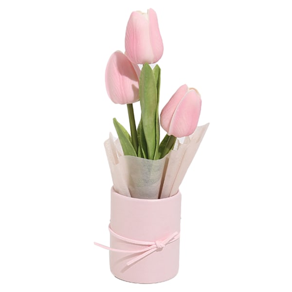 DIY Tulip Bukett Hantverk Real Touch konstgjorda blommor Buketter för bröllop Heminredning Rosa Material Pack