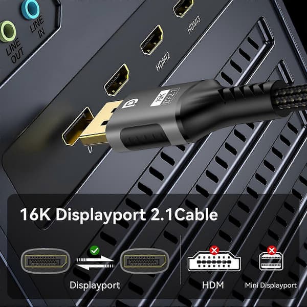 16K 8K@120Hz 4K@240Hz 80Gbps HDMI 2.1-kabel med dynamisk HDR til bærbar computer, TV, gamingmonitor 3m