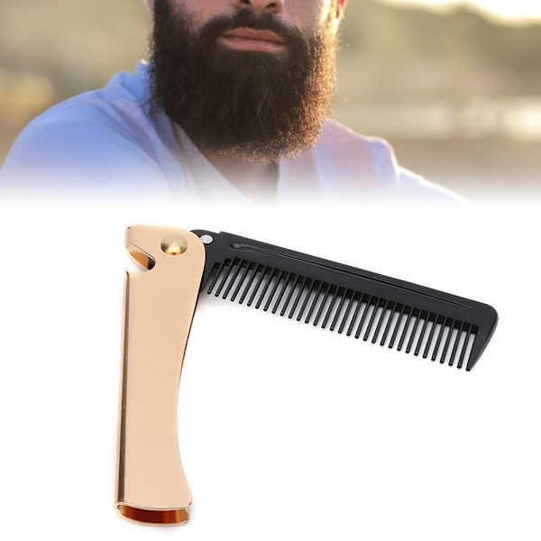 Rustfrit stål skæg overskæg styling kam sammenfoldelig lomme kam Unisex Anti-sammenfiltring Anti statisk skæg kam Skæg kam