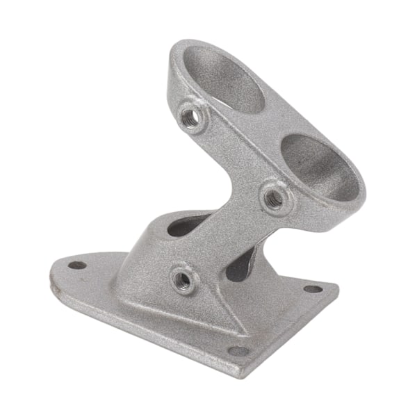 Flaggstångshållare i aluminiumlegering, dubbla hål, rostfri, tjock, kraftig flaggstångshållare för utomhusbruk, silver