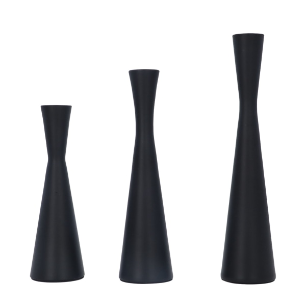 3 kpl mustat kynttilänjalat Eurooppalaistyyliset ylelliset takorautaiset retro modernit matta mustat metalliset kartiomaiset kynttilänjalat