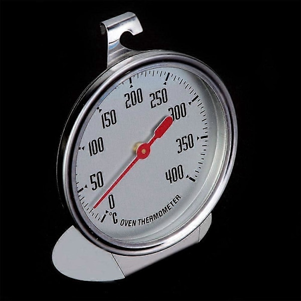 Kjøkkentermometer, rustfritt stål ovnstermometer 400 grader ovn matlagingstermometer med krok for oppheng eller stående i ovnen - 7 x 9 cm