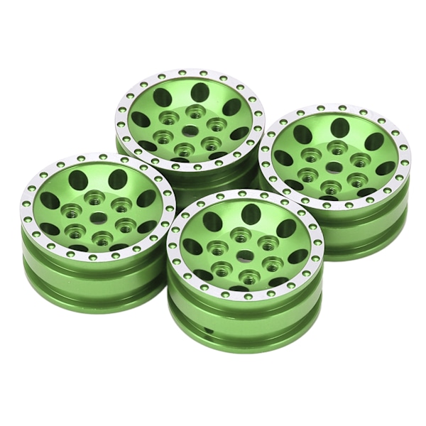 4 kpl Metalli 8 Pyöreä Reikä Pyörännavan Vanteet Axial SCX24 1/24 Kauko-ohjattava Kiipeilyauto Vihreä
