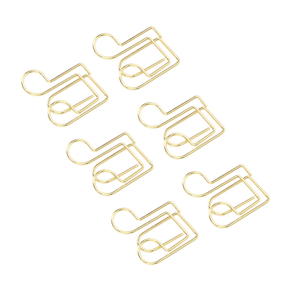 100 stk formede papirclips Forhindrer glidning Søde dekorative metal små papirclips til dokumentnotesbog Gylden musiknote
