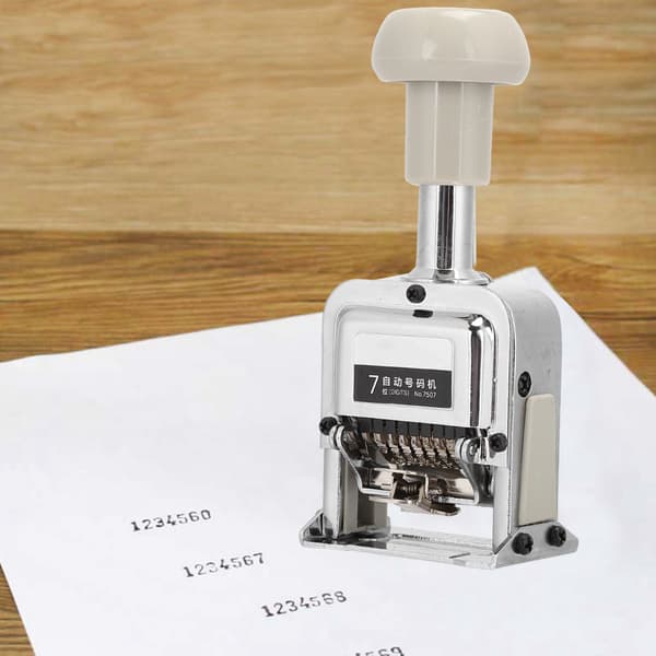 Numreringsmaskin Kontorsutrustning Skolmaterial Automatisk Transponering 7-Siffrigt Sigill