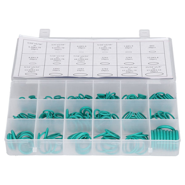 270-packning O-ringar Tätningsbricka Packning Sortiment Set 18 Storlekar Kit Gummigrommets för Reparation Grön