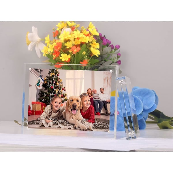 Akryl Fotoramme 13x18 cm, Klar Fritstående Bordplade Dobbeltsidet Magnetisk Billeddisplay
