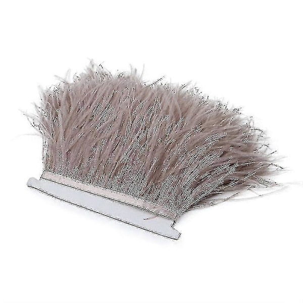 2m Strudsefjer Trim Fjer Ribbon Kantbånd til DIY Håndværk og Kostumer Beige