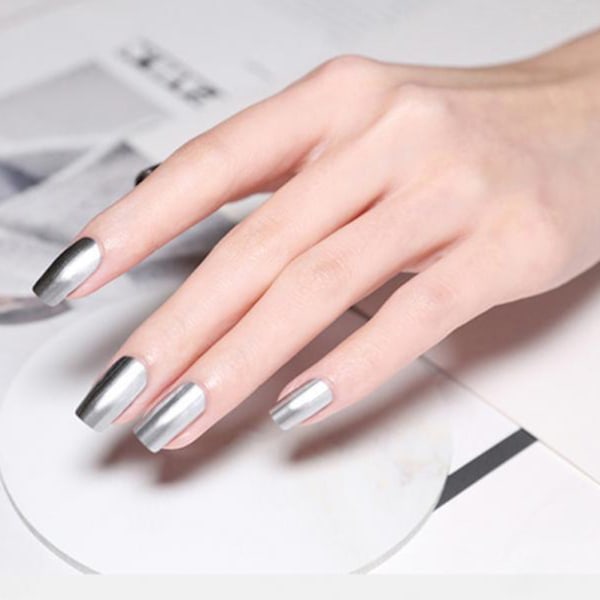 Spegelnagellack Silver Transparent Baslack Topplack Nagelkonst Lack för Naglar Manikyr Lack Naglar Dekoration