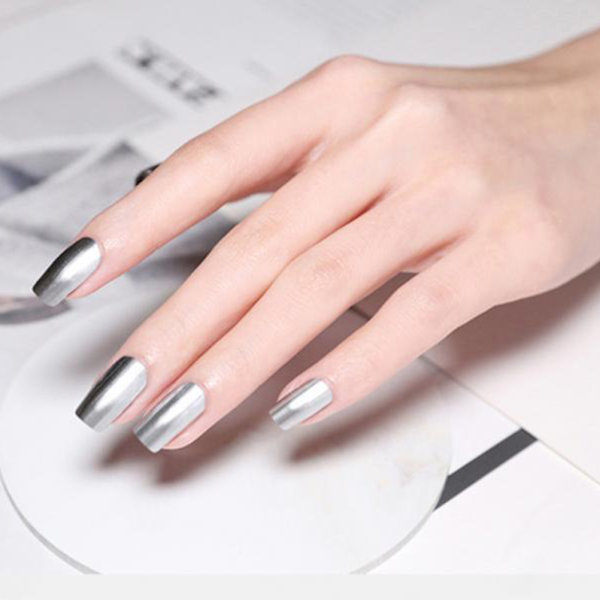 Spejl neglelak sølv transparent base top coat neglekunst lak til negle manicure lak negle dekoration