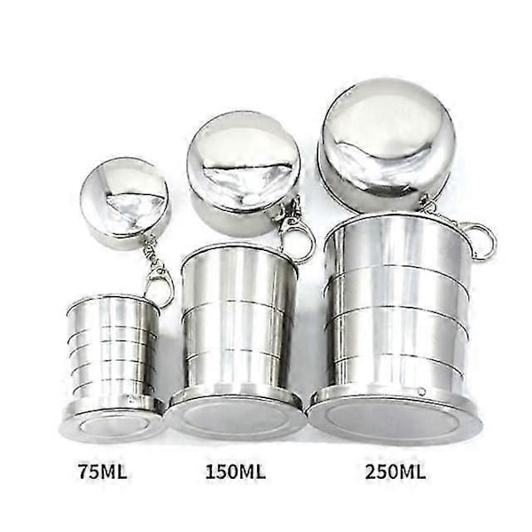 Rustfrit Stål Foldbar Kop Camping Kogegrej Udtrækkelig Kop Tekopper Teudstyr Lejrredskaber Service Foldet Kop75/150/250ML 250ML