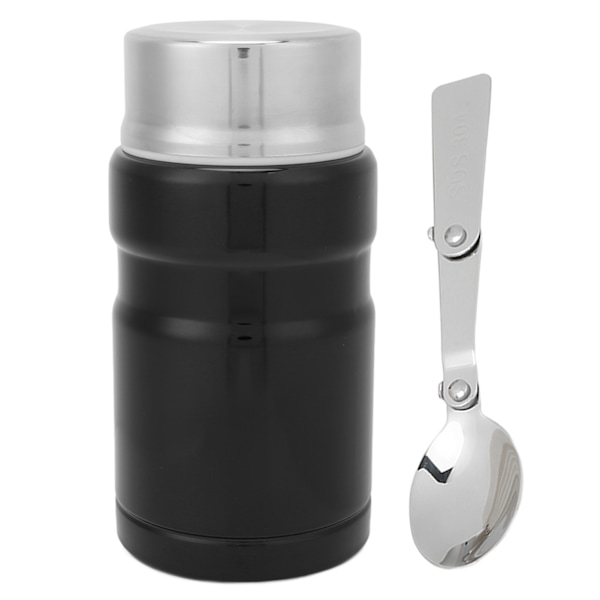 26oz 750ml Isolerad Matbehållare Rostfritt Stål Termisk Lunch Snack Box Matburk Svart