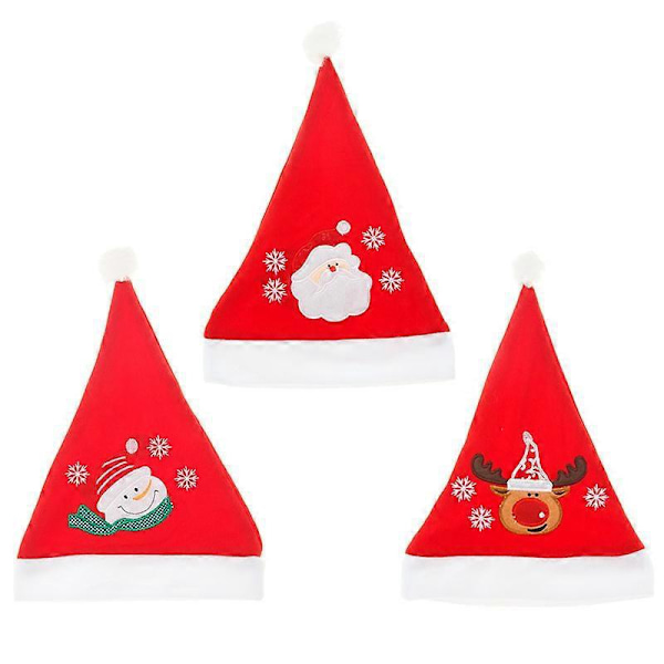 Julhatt för Barn, 3 Stycken Tomtehatt, Tomtehatt för Barn, Plysch Julhattar, Tomtehatt Kostym för Jul Nyårsfest