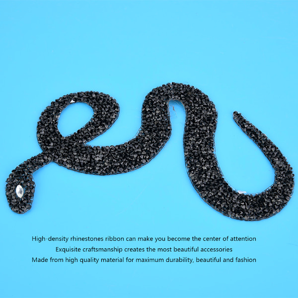 SnakE-formade strass Trim Band Mesh Wrap Roll DIY Klädtillbehör Applikation (svart)