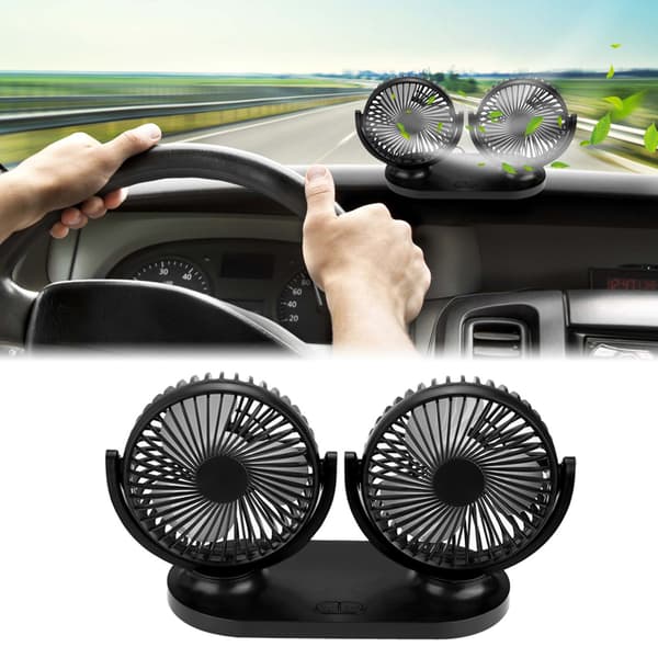 USB Dobbelthodet Bilvifte Bærbar Klimaanlegg Auto Kjøler Ventilasjon 12V Svart