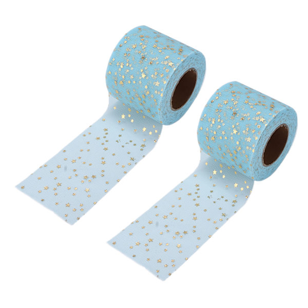 2 rullar glitter tyll med glänsande utseende, enkel användning, tillräcklig mängd, fyra färger, nättygstyll för DIY-dekor, himmelsblå