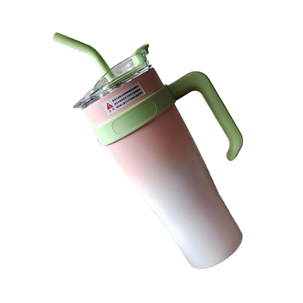 Bil Isolert Kopp Rustfritt Stål 1250ML med Sugerør Isolerte Tumblere for Utendørs Reise Gradient Rosa
