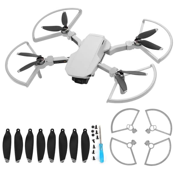 4st Propellerskydd 2 par 4726F Svarta Propellrar Passar till MAVIC MINI Drönare (Silverkant)