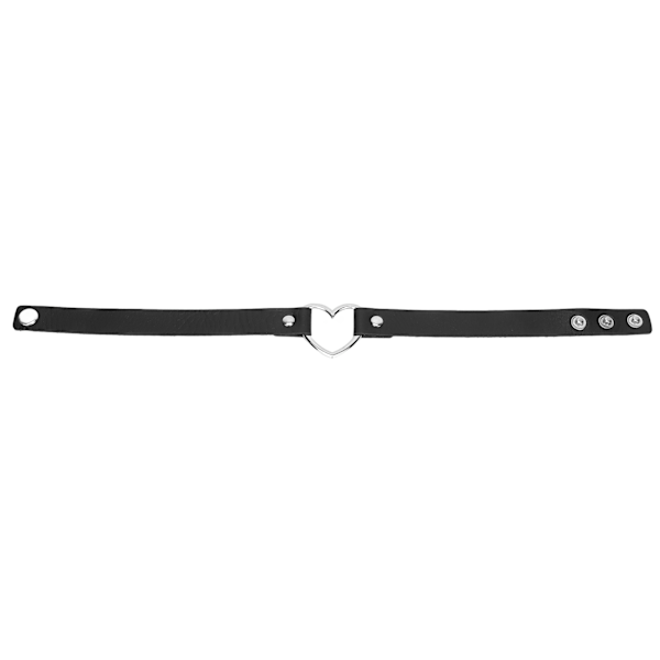 PU Läder Halsband Legering Justerbar Hjärtformad Dekoration Halsband Krage Smycken TillbehörSvart