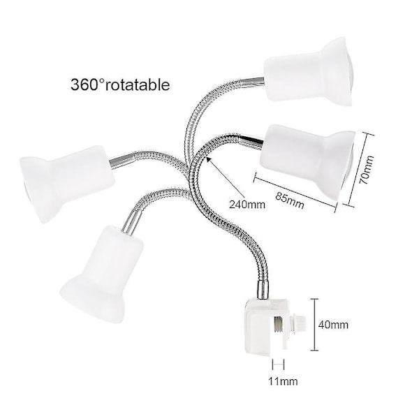 Reptil Varmelampe Sol Lampe Med Justerbar Holder Klemme Lampe Med Kontakt Skildpadde Solplads Lys Med 360° Drejelig Arm Strømadapter Til Firben Skildpadde