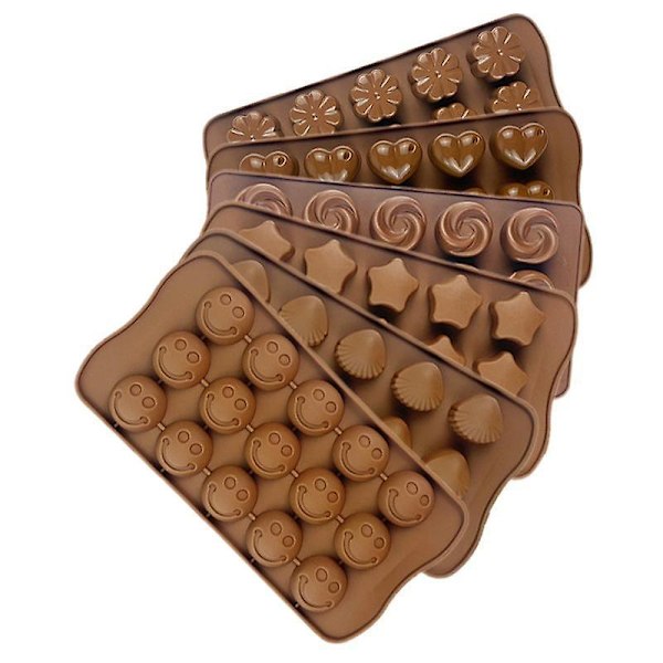Silikonformer for Keto Fettbomber Hjerter Stjerner Blomster Emojis Morsomme Former Sett med 6