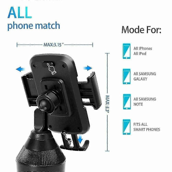 360° Justerbar Telefonholder Bil Koppholder Stativ Vugge Telefonbrakett Med Smart Utløserknapp Zekai