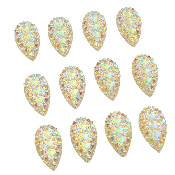 12 stk sy på rhinestones dobbelt hull krystallklart glass AB rhinestones for klær kjole håndverk